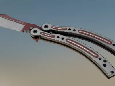ButterFly Knife Game ready asset Low-poly 3D model