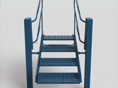 Stair ladder with two steps Low-poly 3D model