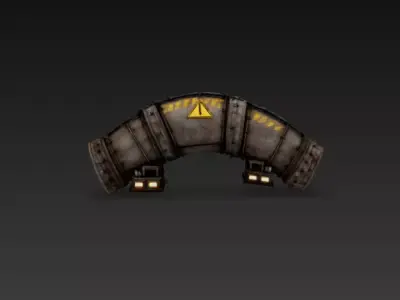 Industrial Sci-Fi Curved Pipeline Pipe - PBR Low Poly Game Ready Low-poly 3D model
