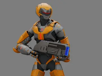 Alien Trooper rigged character 3D model