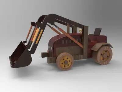 Wooden Wheel Loader Toy Free 3D model