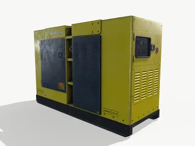 Diesel generator yellow Low-poly 3D model