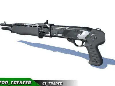Space12 Shotgun Rigged  Low-poly 3D model Low-poly 3D model