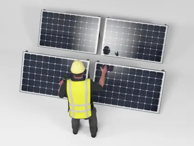 Solar Installation Low-poly 3D model