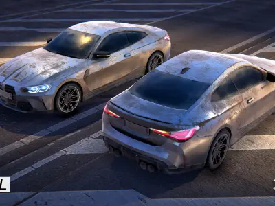 Gridlock - Sportscar coupe - PBR gameready city vehicle Low-poly 3D model