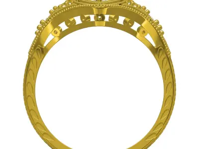 Antique Art Deco Filigree Engagement Ring 5 3D print model