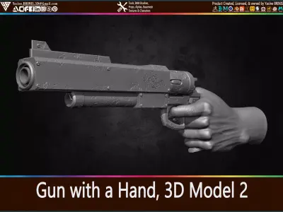Gun with Hand 02 3D Model 3D print model