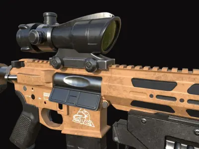 Komodo D5 Assault Rifle with Grenade Launcher - Low Poly Low-poly 3D model