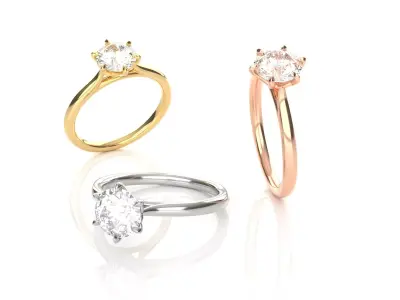 Six Prongs Diamond Solitaire Ring  3D print model