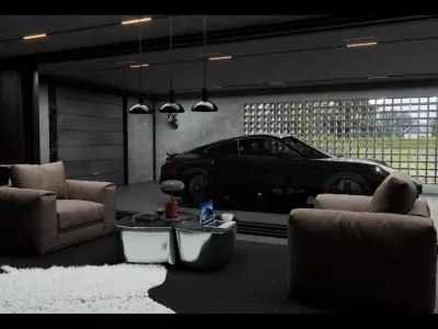 Luxury Car Garage Home Blender Project File Textured  3D model
