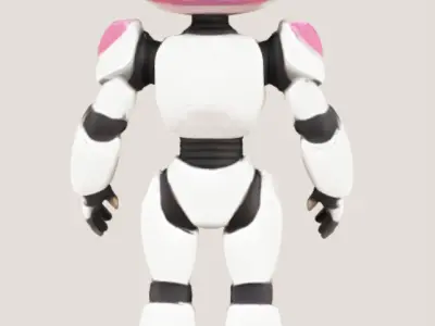 Cartoon Female Robot Character - Stylized 3D Model in T-Pose Low-poly 3D model