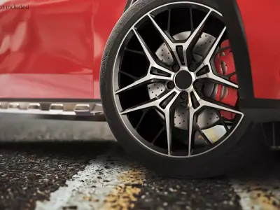 Modern Car Alloy Rim Multi Spoke Silver 3D model