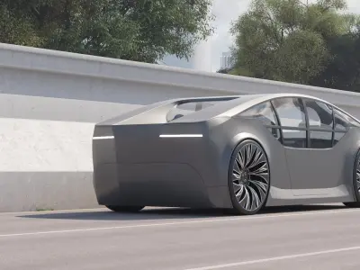 Self-Driving concept car with interior and rigged 3D model purchase