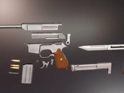 Type 80 Pistol Low-poly 3D model