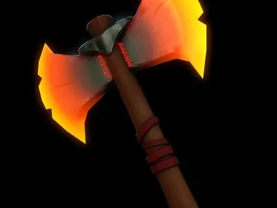 Stylized Weapon Axe fire element Low-poly 3D model