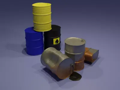 Oil drum PBR low-poly 3D Model Low-poly 3D model