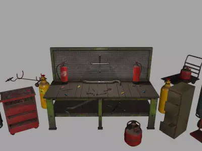 Garage set of wrenches Low-poly 3D model