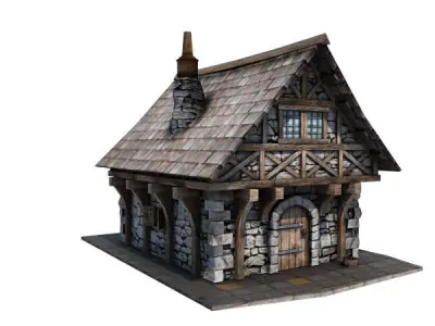 Medieval Building 10 Townhouse Low-poly 3D model