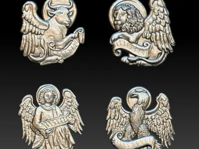  lion  bull  angel  phoenix 3D print model