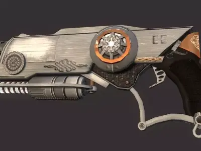 Space-Steampunk-Fantasy Handgun Low-poly 3D model