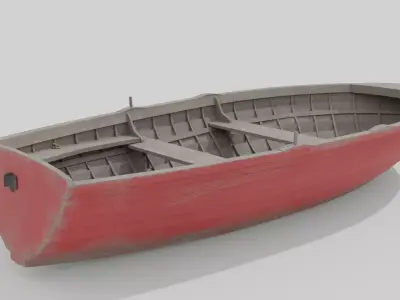 Wood Boat Low-poly 3D model