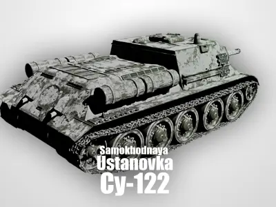 SU122 - Soviet Union Self propelled gun - Snow Coated Free low-poly 3D model