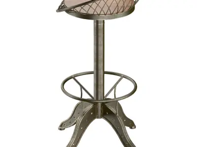 The Aero Industrial Design Steel Bar Stool 3D model