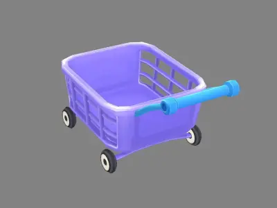 Cartoon Shopping basket - shopping cart Low-poly 3D model