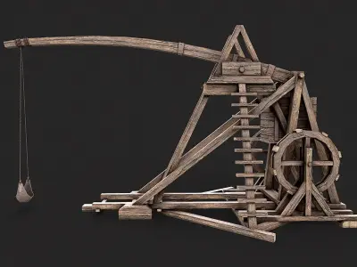 Medieval Siege Trebuchet 4 Low-poly 3D model