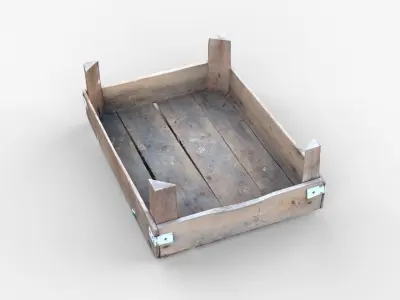 Wooden Crate Fruit Short Scan Low-poly 3D model
