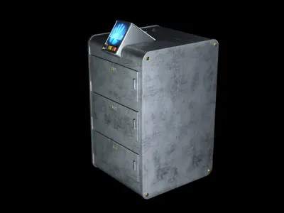 Sci-Fi Vault with fingerprint sensor Low-poly 3D model