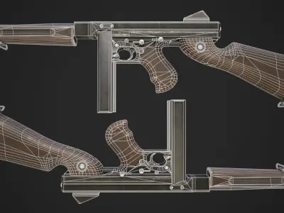 M1A1 Thompson SMG Low-poly 3D model