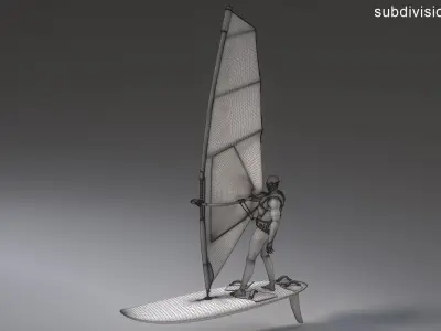 Male Windsurfer Animated HQ 3D model