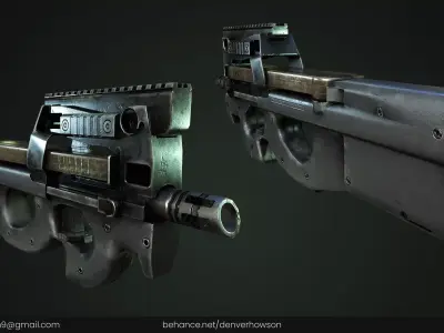 P90 Gun - Low Poly Game Ready 3D asset Low-poly 3D model
