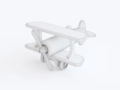 Wooden toy biplane 06 3D model