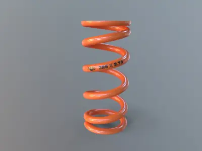 FOX SLS Coil Spring in orange Low-poly 3D model