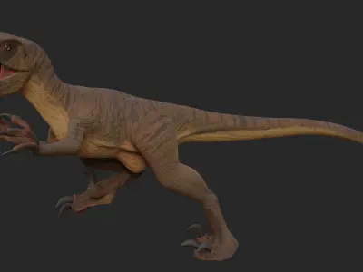 Velociraptor Low-poly 3D model 2