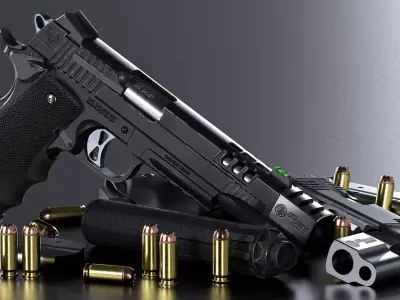 Game Ready 1911 Pistol 3D Model Low-poly 3D model