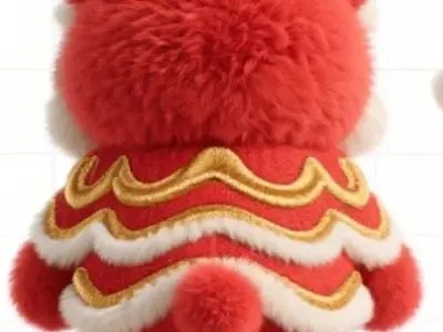 Plush Lion Dance Doll 3D model