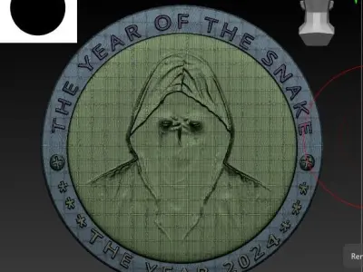 Snake Futuristic Coin 3D model