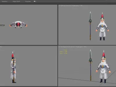 Cartoon soldiers of Qing Dynasty Low-poly 3D model