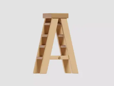 Wooden Ladder cartoon Low-poly 3D model