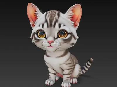 Optimized Low-Poly Kitten 3D Model UE5- Unity Real-Time Ready Low-poly 3D model get