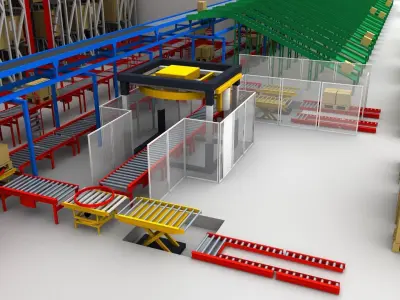 Warehouse with boxes Low-poly 3D model