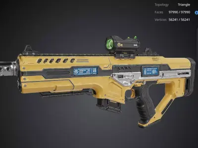 Futuristic Yellow Gun 3D model order