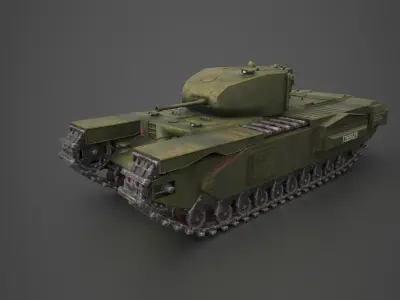 Churchill Tank Low-poly 3D model