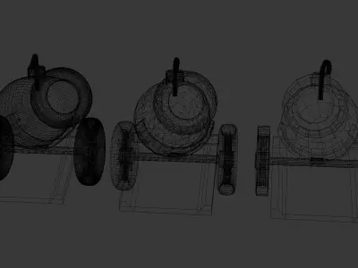 Field cannon Low-poly 3D model