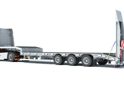 Truck with Platform Trailer 3D model buy