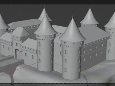 Castle stone tower with window 3D model