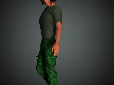Army Cartoon Military African Boy Character  3D model